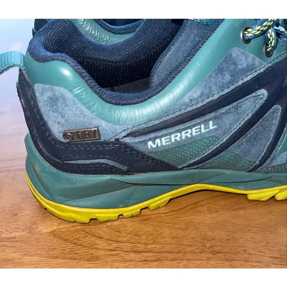 merrell hiking shoes womens 6.5 green vibram soles select dry unifly‎